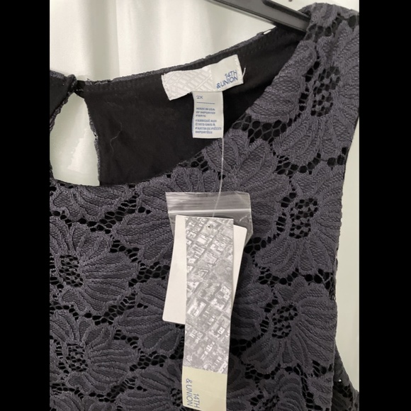 NWT 14th & Union Lace‎ Swing Tank in Grey Ebony [ PLUS SZ 2X ] - Picture 4 of 12